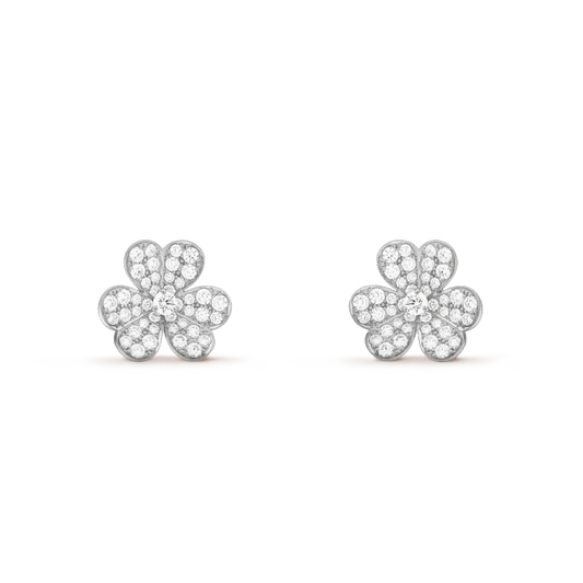 [WZQ]FRIVOLE SILVER FLOWER DIAMOND EARRINGS