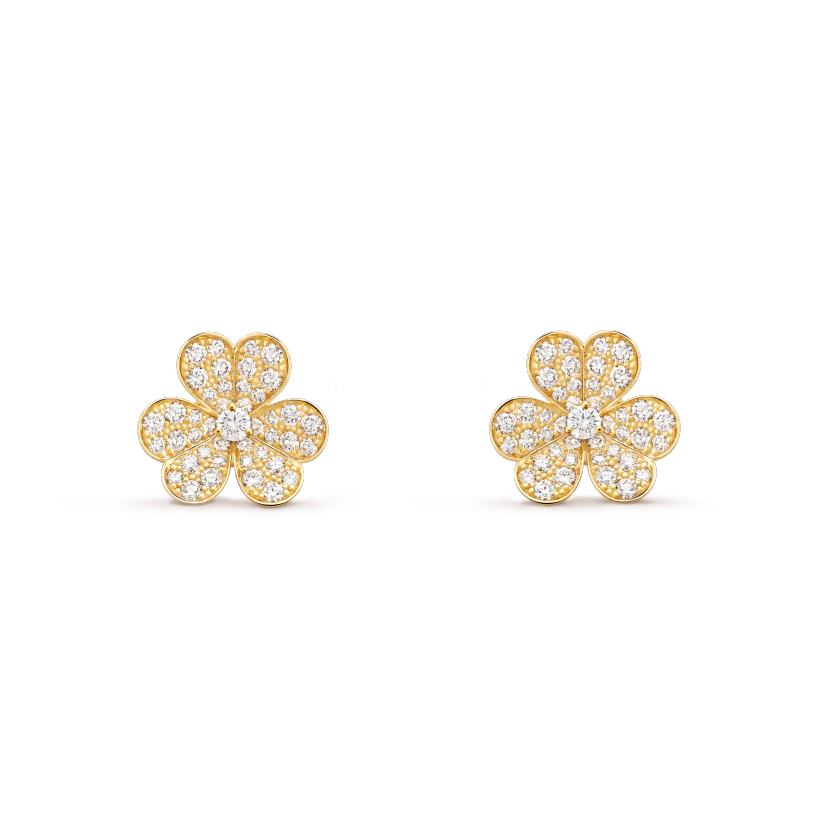 [WZQ]FRIVOLE GOLD FLOWER DIAMOND EARRINGS
