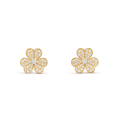 [WZQ]FRIVOLE GOLD FLOWER DIAMOND EARRINGS