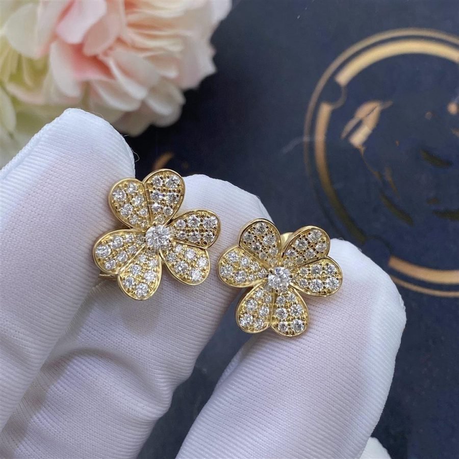 [WZQ]FRIVOLE GOLD FLOWER DIAMOND EARRINGS