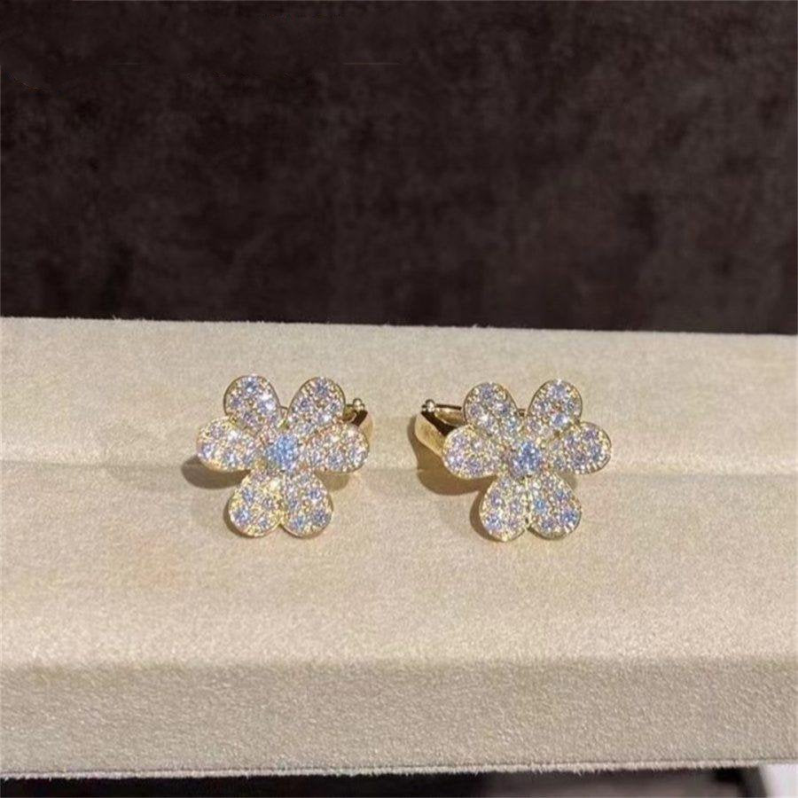 [WZQ]FRIVOLE GOLD FLOWER DIAMOND EARRINGS