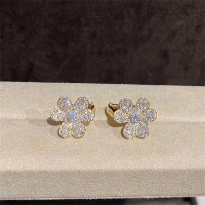 [WZQ]FRIVOLE GOLD FLOWER DIAMOND EARRINGS