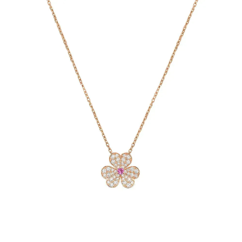 [WZQ]FRIVOLE ROSE GOLD FLOWER DIAMOND NECKLACE