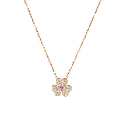 [WZQ]FRIVOLE ROSE GOLD FLOWER DIAMOND NECKLACE