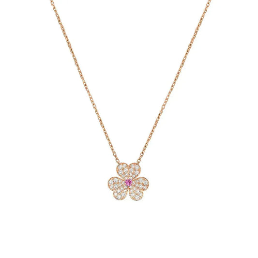 [WZQ]FRIVOLE ROSE GOLD FLOWER DIAMOND NECKLACE