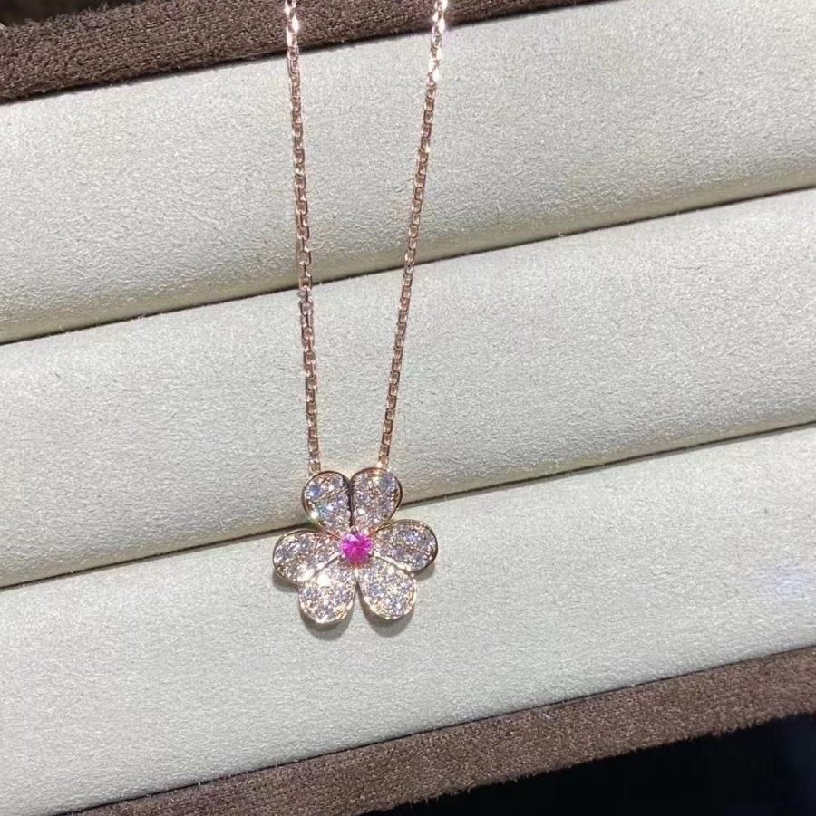 [WZQ]FRIVOLE ROSE GOLD FLOWER DIAMOND NECKLACE