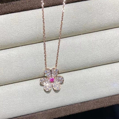 [WZQ]FRIVOLE ROSE GOLD FLOWER DIAMOND NECKLACE