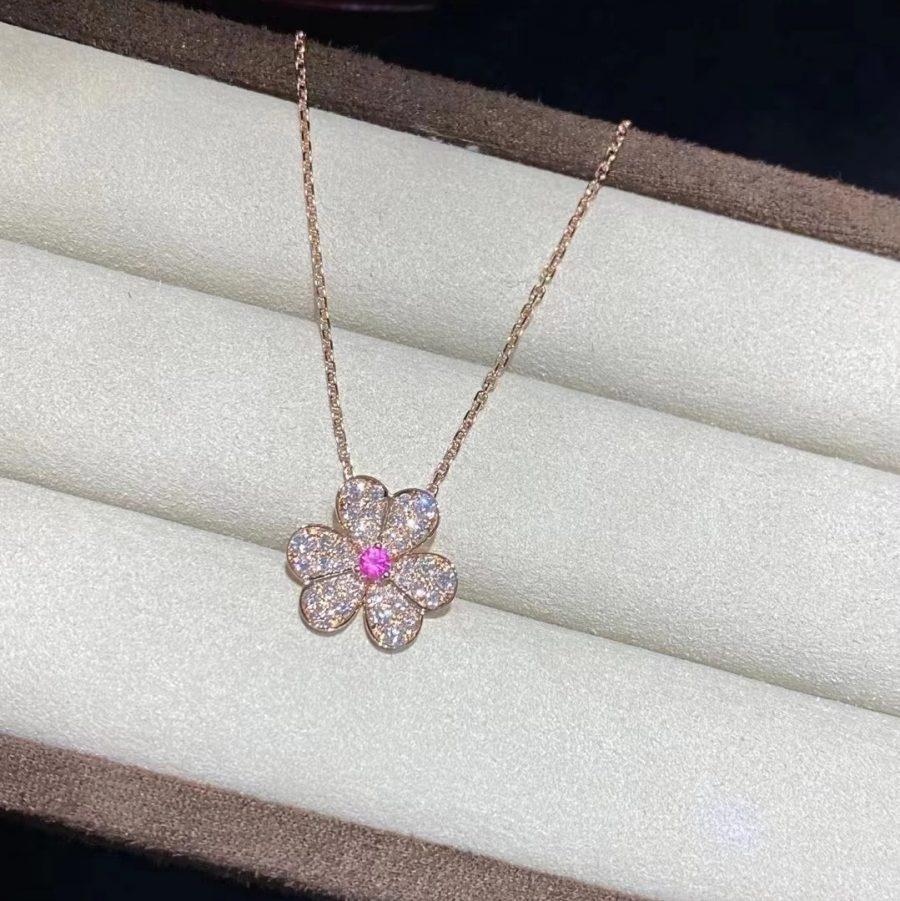 [WZQ]FRIVOLE ROSE GOLD FLOWER DIAMOND NECKLACE