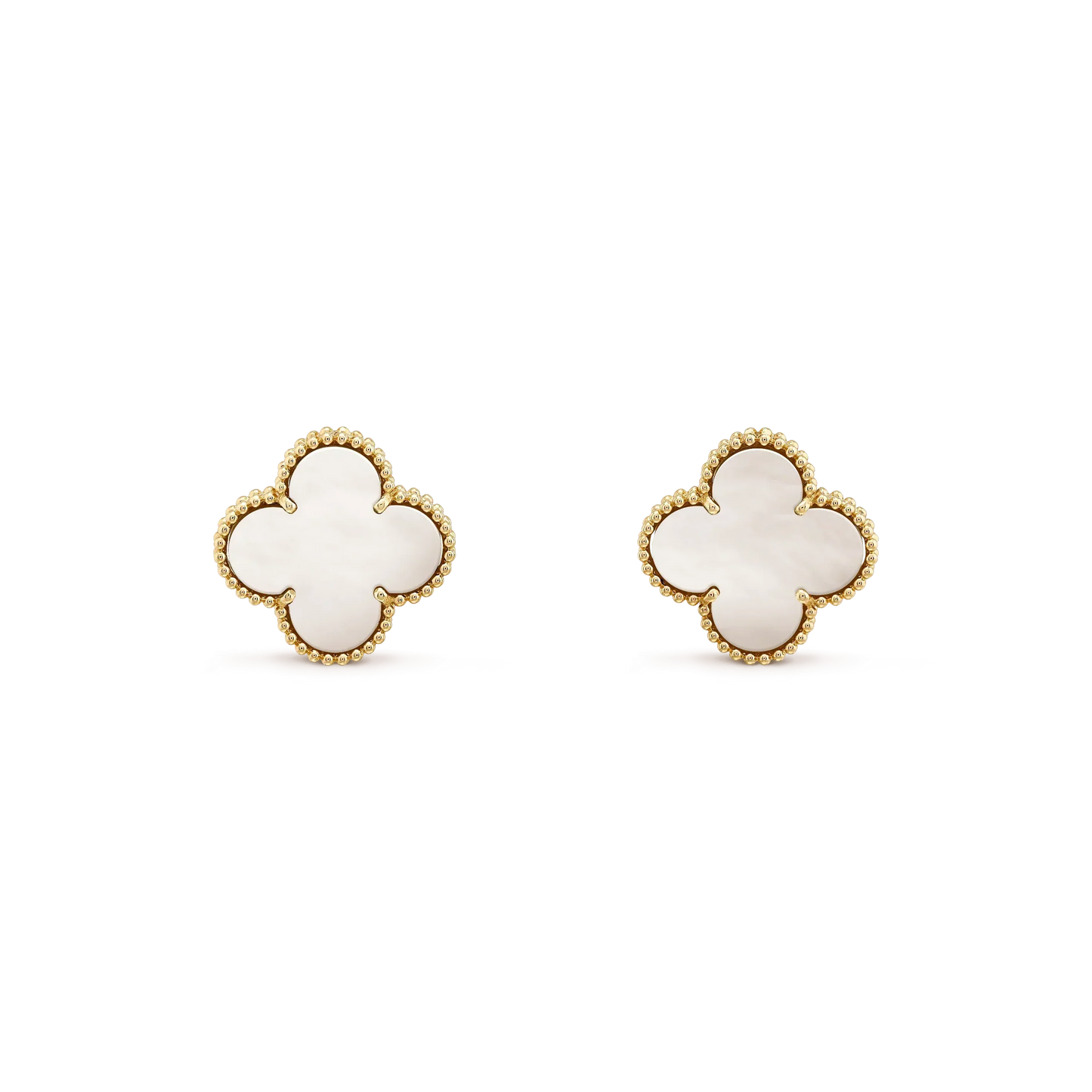 [WZQ]CLOVER MEDIUM 1 MOTIFS  WHITE MOP STUD EARRINGS