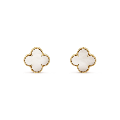 [WZQ]CLOVER MEDIUM 1 MOTIFS  WHITE MOP STUD EARRINGS
