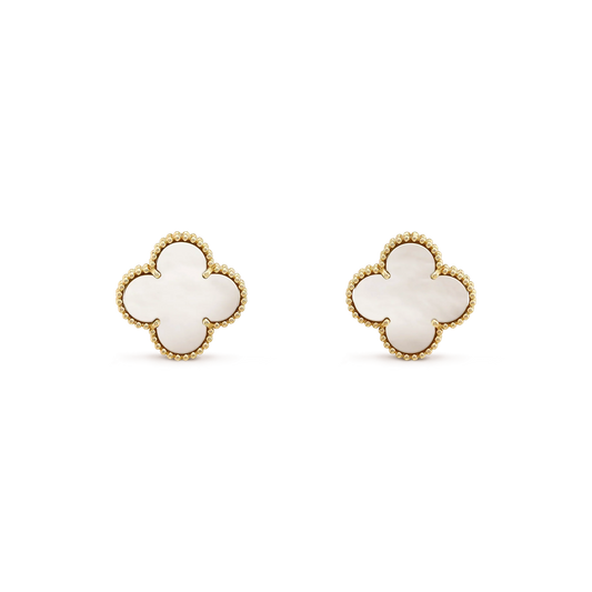[WZQ]CLOVER MEDIUM 1 MOTIFS  WHITE MOP STUD EARRINGS