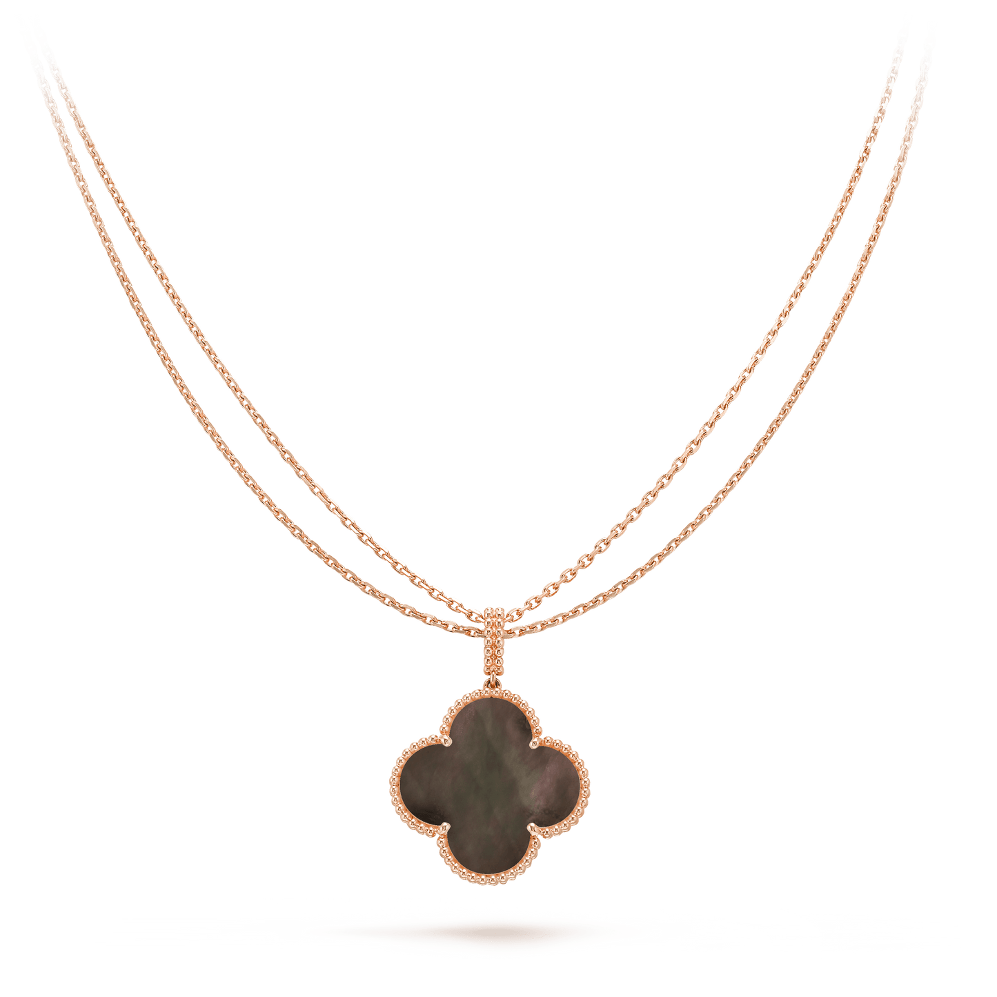[WZQ]CLOVER 25MM GOLD DARK MOP BIG CLOVER NECKLACE