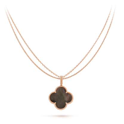 [WZQ]CLOVER 25MM GOLD DARK MOP BIG CLOVER NECKLACE