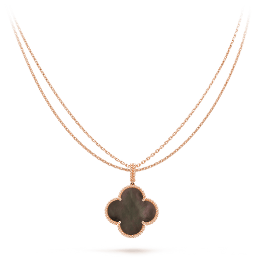 [WZQ]CLOVER 25MM GOLD DARK MOP BIG CLOVER NECKLACE
