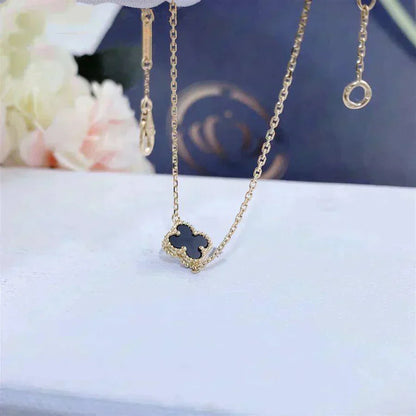 [WZQ]CLOVER ONYX SINGLE FLOWER BRACELET