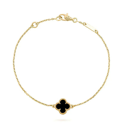 [WZQ]CLOVER ONYX SINGLE FLOWER BRACELET