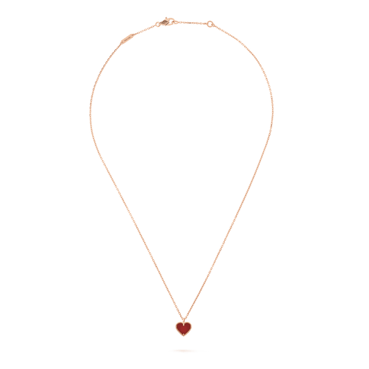 [WZQ]SWEET CLOVER CARNELIAN HEART NECKLACE