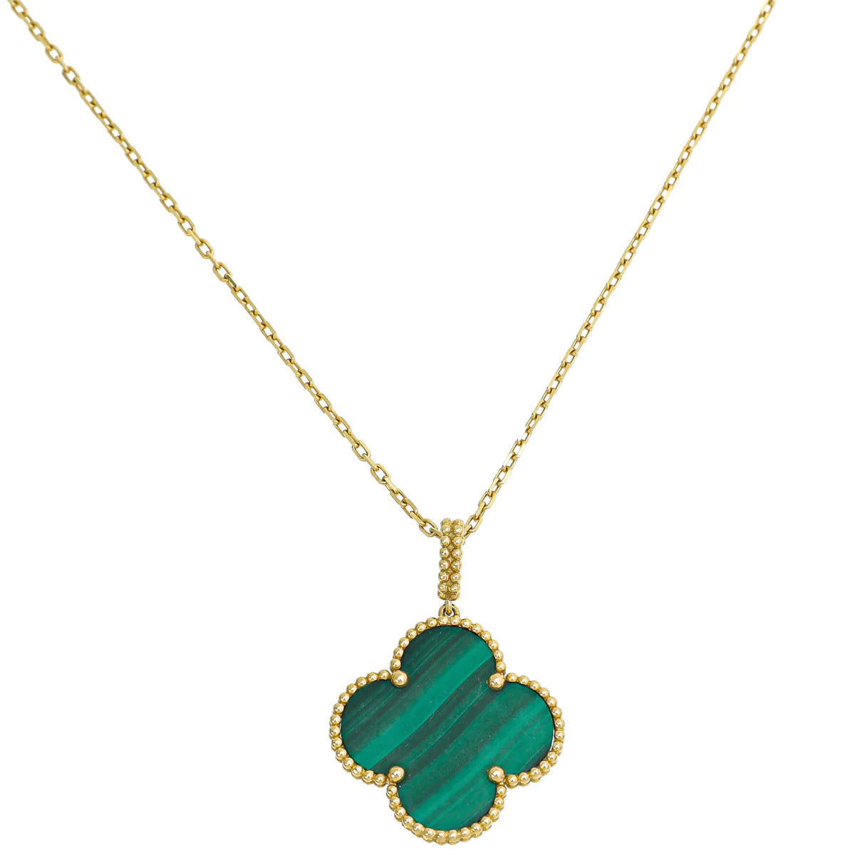 [WZQ]CLOVER 25MM MALACHITE GOLD NECKLACE