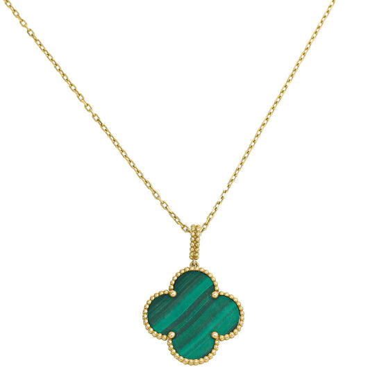 [WZQ]CLOVER 25MM MALACHITE GOLD NECKLACE