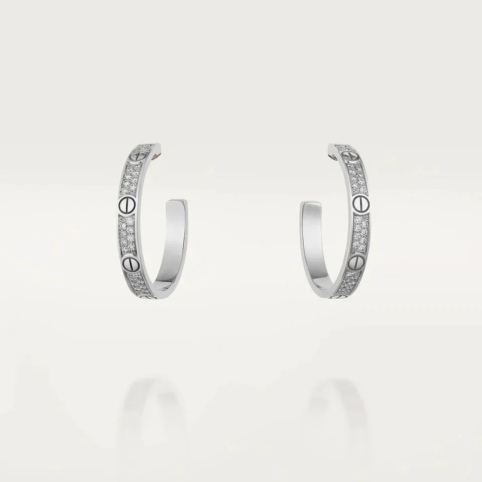 [WZQ]LOVE DIAMOND SILVER HOOP EARRINGS