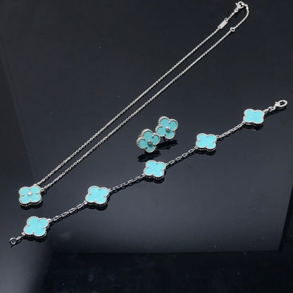 [WZQ]CLOVER 1 DIAMOND BLUE SKY SILVER EARRINGS