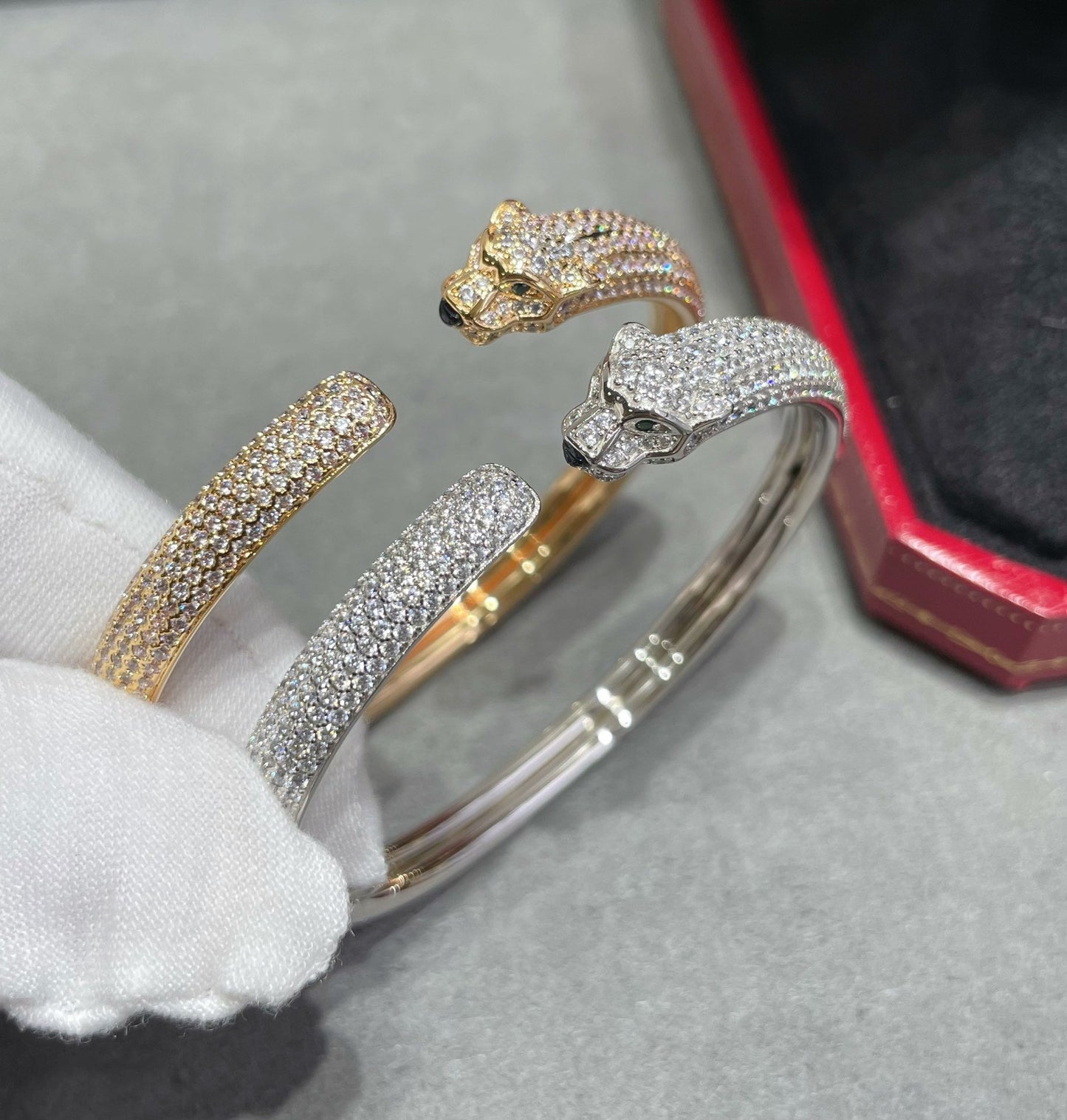 [WZQ]PANTHERE FULL DIAMOND OPEN BRACELET
