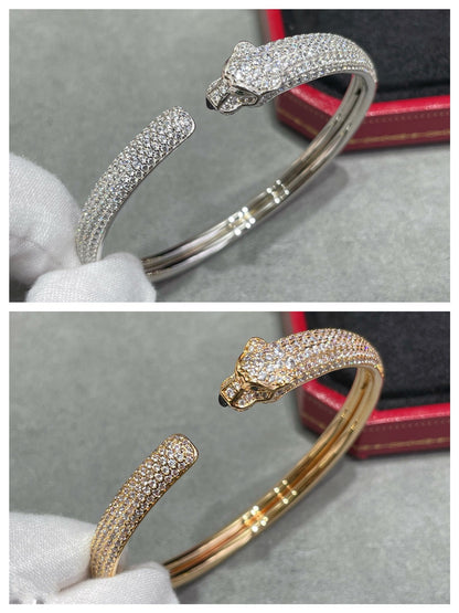 [WZQ]PANTHERE FULL DIAMOND OPEN BRACELET