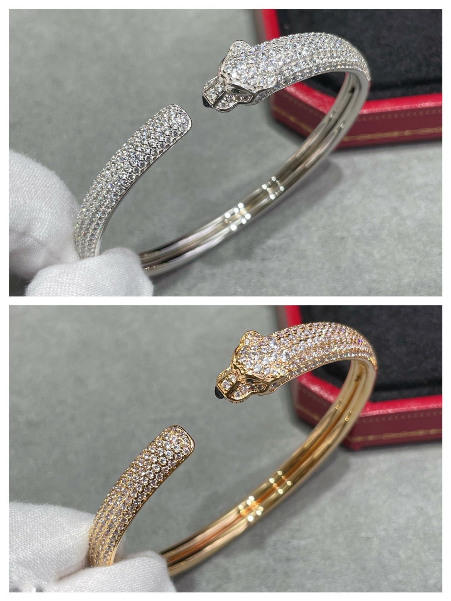 [WZQ]PANTHERE FULL DIAMOND OPEN BRACELET