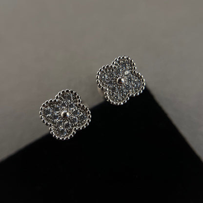 [WZQ]CLOVER MINI DIAMOND STUD EARRINGS